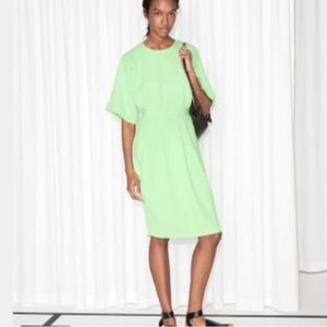 & Other Stories Mint Green Short Sleeve Midi Dress. Size US 12.